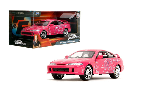 Jada Toys – Fast & Furious 1:24 Honda Integra (Suki’s Pink Design) – Die-Cast Model Car, Detailed Exterior, Authentic Movie Replica, Collectible Toy – Ages 8+, Pink