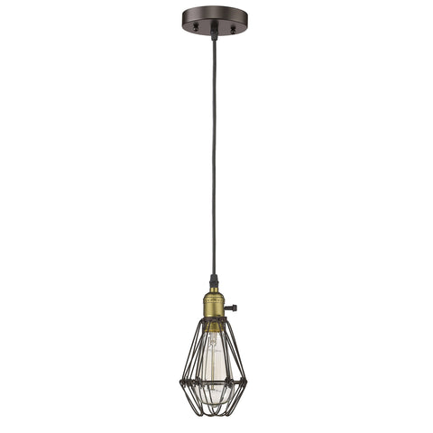 Chloe Lighting CH58042RB08-DP1 Industrial-Style 1 Light Rubbed Bronze Ceiling Mini Pendant