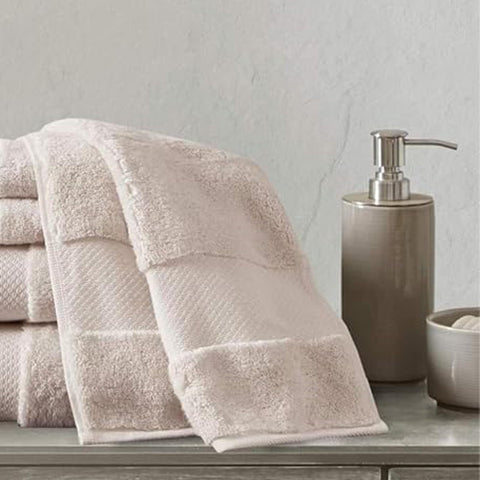 Oakestry 6Pc Turkish 100% Cotton 623GSM Luxury Premium Thick Towel Set Shower Hand Face Washcloths Soft Absorbent Hotel Bathroom, Assorted Sizes, Blush