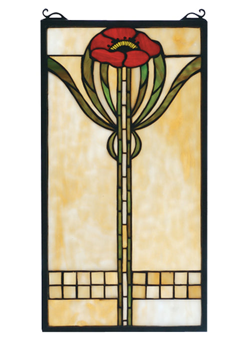 Meyda Tiffany 67789 Leaf, Flower, Fruit Window from Parker Poppy Collection in Beige Flame Ia Finish, 11.00 inches, 11" Width x 20" Height