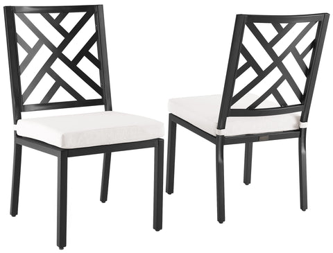 Locke 2Pc Outdoor Dining Chair Set Creme/Matte Black - 2 Chairs