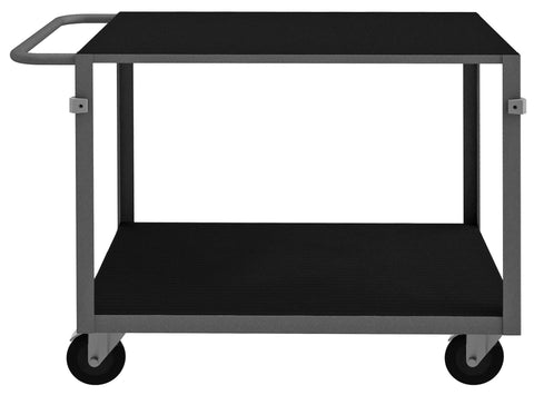 Instrument Cart 14 Gauge Steel 2 Shelves 24 x 36 1400 lbs. Capacity Wood Top w/ Vinyl Matting Cover Corner Bumpers (4) Swivel w/ Side Brakes - 5 x 1-1/4 Polyolefin Casters Gray