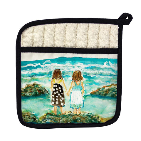 Betsy Drake PT086 Twins on Rocks Pot Holder
