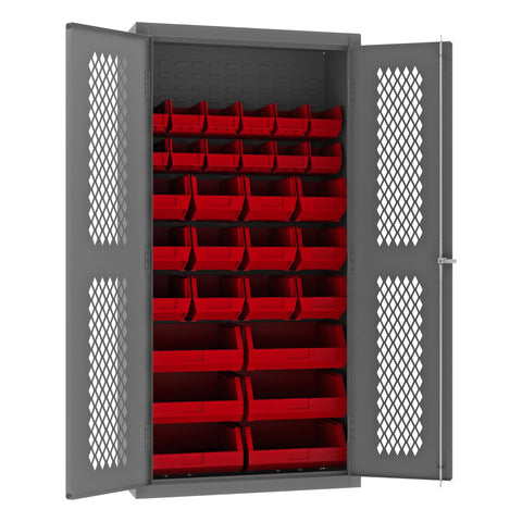 Durham EMDC-361872-30B-1795 Bin Cabinet, 72" Overall Height, 36" Overall Width, Total Number of Bins 30