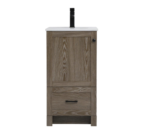 18 in. Single Bathroom Vanity, Weathered Oak