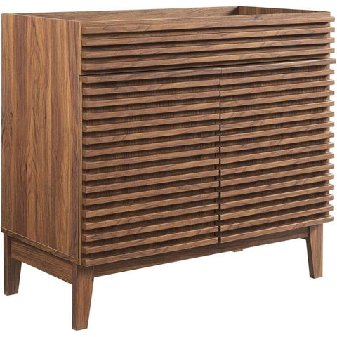 Oakestry 36 Inch Bathroom Vanity with Modern Storage Facility for Bathroom Walnut Finish with Shelves and Doors Compact and Stylish Bathroom for Small Space