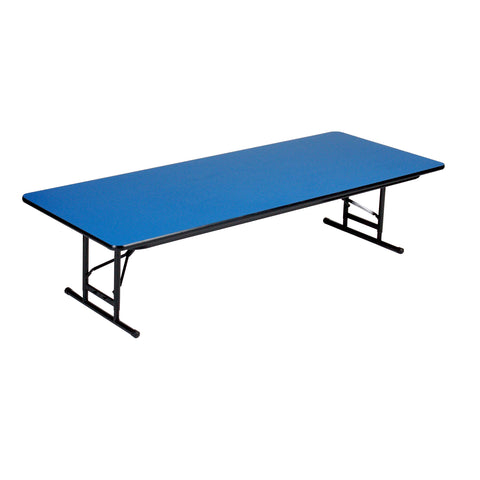 Correll 30"x48" Commercial Duty Adjustable Height Short Folding Table, Blue HP Laminate Top, Heavy Duty 3/4" Thick Core, USA Made (CFA3048PXS-37)