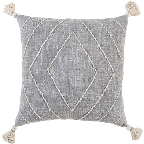 Rizzy Home Diamond 18" x 18" Poly Filled Pillow with Textured Cotton Cover-Gray