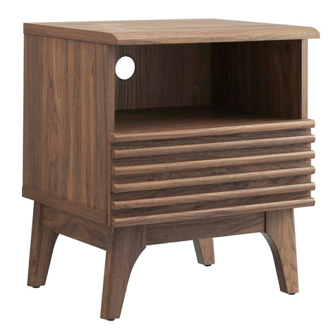 Modway Render Mid-Century Modern, One-Drawer Nightstand, Walnut
