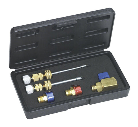 Mastercool 58531 Valve Core Remover/Installer Kit – For R134a Standard & JRA Valve Cores – Service Under Pressure Without Releasing Refrigerant – Includes Adapters & Carrying Case