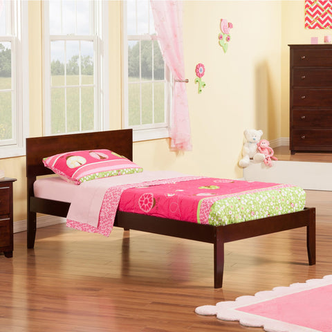 AFI Orlando Twin XL Size Platform Bed with Charging Station in Walnut