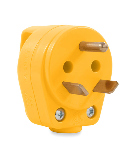 Camco Power Grip RV Mini Replacement Plug - Attach 30 Amp RV Plug to Existing 30 Amp RV Extension Cord - Features Ergonomic Designed Handle for Easy Gripping- Rated for 125 V/3750 W (55283)