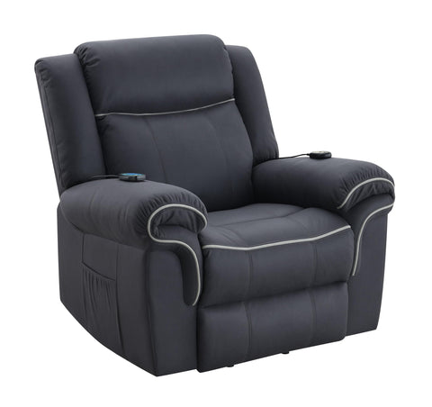 Domana Power Recliner w/Lift  and Heating  and Massage Dark Blue Polished Microfiber