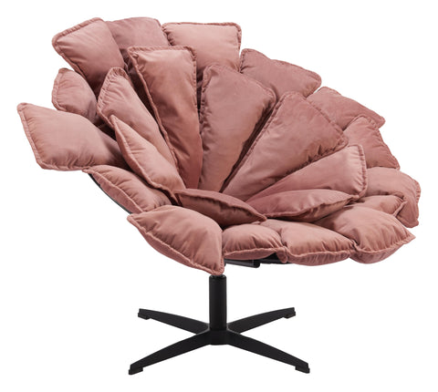 Zuo Kipas Accent Chair Pink, Pink Accent Chair, Modern Style, Velvet, Soft and Smooth Velvet Fabric, Plywood, Indoor Living, 41.7" W x 36.6" D x 35" H, Non-Stackable