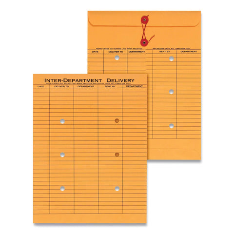 Universal 63568 Light Brown Kraft String & Button Interoffice Envelope, 10 x 13 (Box of 100)