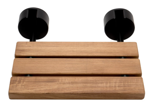 Black Matte 16" Wide Foldable Teak Shower Seat with Round Hardware