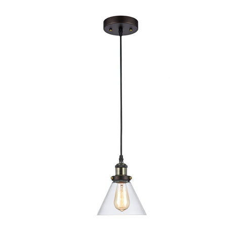 Chloe Lighting CH58053RB07-DP1 Ironclad Industrial-Style 1 Light Rubbed Bronze Ceiling Mini Pendant 7 inch Shade Ironclad Industrial-Style Ceiling Mini Pendant