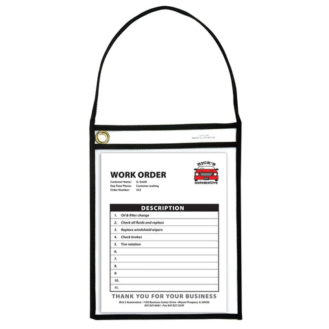 C-Line 1-Pocket Shop Ticket Holder w/Setrap, Black Stitching, 75-Sheet, 9 x 12, 15/Box