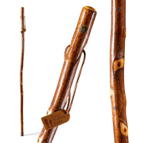 Brazos Rustic Wood Walking Stick, Hawthorn, Traditional Style Handle, for Men & Women, Made in The USA, 48"