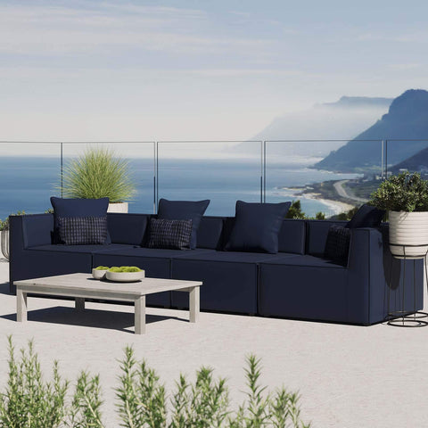 Modway EEI-4381-NAV Saybrook Patio Upholstered 4-Piece Sectional Sofa in Navy