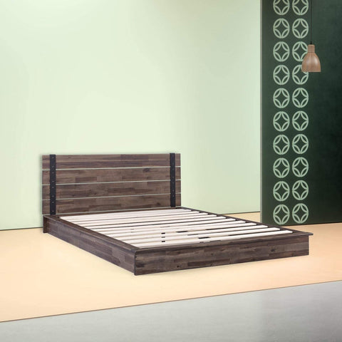 Fast Furnishings Twin Size Farmhouse Wood Industrial Low Profile Platform Bed Frame