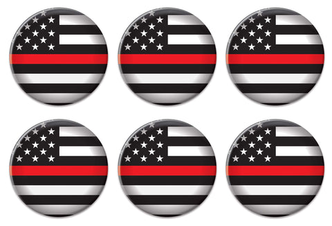 Beistle Patriotic Firefighters Metal Party Buttons 6 Piece USA Fourth of July Decorations Costume Accessories, 2", Black/Red/White