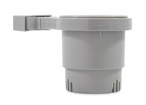 Camco Large Clamp Mounted Cup Holder-Provides a Secure Location for Your Beverage-Mountable for Up to 2-Inch Rail-Gray (53092)