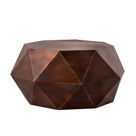Pasargad Home Kronos Diamond Shape Iron Coffee Table, Copper Color - Small Sofa End Indoor Accent Table - Table for Living Room, Bedroom - Luxury Room Office