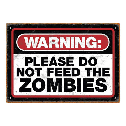 Aquarius Zombie Warning Tin Sign