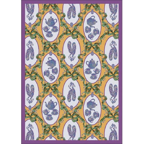 Joy Carpets Kaleidoscope Ribbons and Bows Whimsical Area Rugs, Gold