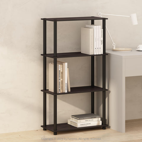 Furinno Turn-N-Tube 4-Tier Multipurpose Shelf Display Rack Shelving Unit Bookcase Dark Walnut