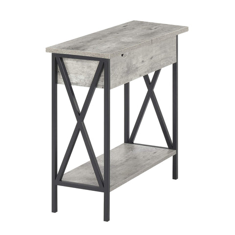 Convenience Concepts Tucson Electric Flip Top End Table, Faux Birch, Barnwood/Black, Model:161859C1