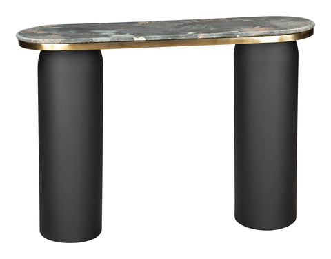 Luxor Console Table Multicolor, Multicolor Console Table, Modern Style, Natural Marble Oval Shape Tabletop, MDF, Indoor Living, 42.1" W x 12.2" D x 30.3" H
