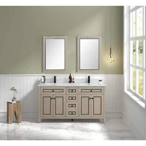 Legion Furniture Light Oak Finish Sink Vanity Cabinet w/Carrara White Top 60"