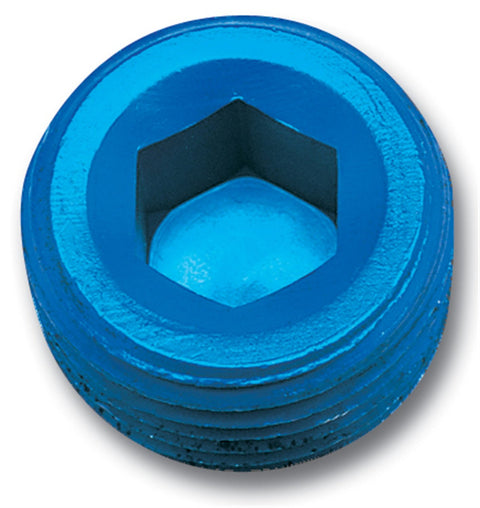 Edelbrock/Russell 662030 Blue Anodized Aluminum 1/8" Allen Socket Pipe Plug
