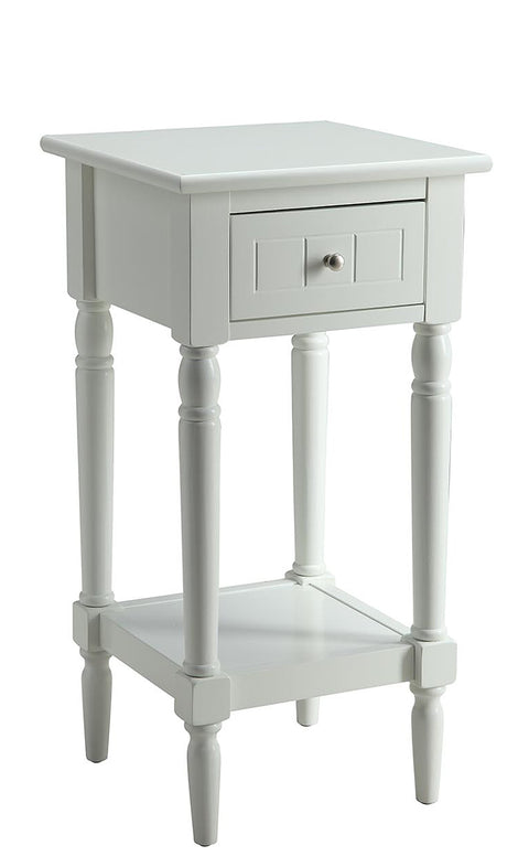 Convenience Concepts French Country Khloe 1 Drawer Accent End Table 14" - Traditional Farmhouse Side Table with Storage Drawer and Shelf for Living Room, White