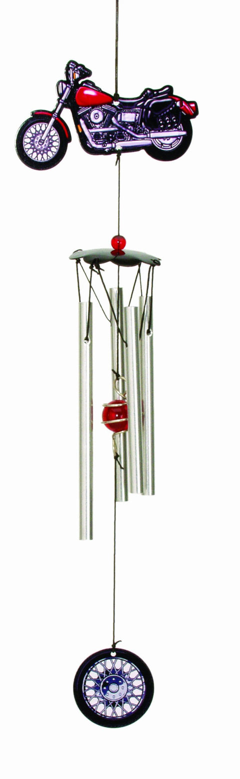 Spoontiques Metal Motorcycle Wind Chime, Blue - Outdoor Garden Décor - Decorative Chimes for Yard, Garden, Backyard and Patio Decoration