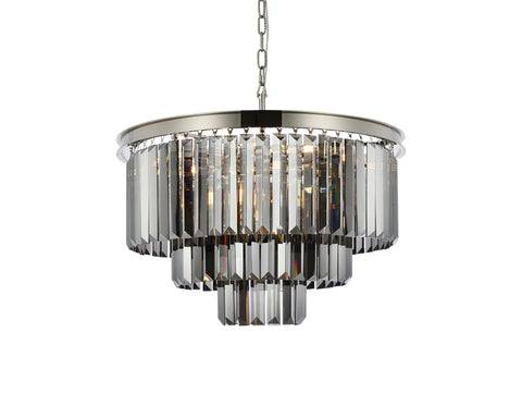 Elegant Lighting Urban Classic Sydney 9-Light Metal Royal Cut Chandelier in Nickel Finish