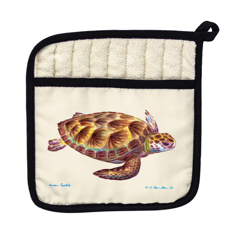 Betsy Drake PT044 Green Sea Turtle Pot Holder
