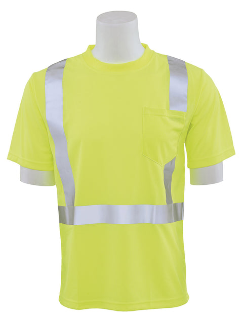 ERB 9006S Type R, Class 2 Birdseye Mesh Short Sleeve T-Shirt, Hi Viz Lime, XL. 1 per bag.