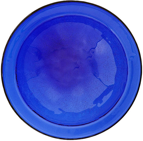 Oakestry CGB-01CB-RM 12 Inch Cobalt Blue Crackle Rail Mount Bracket Birdbath