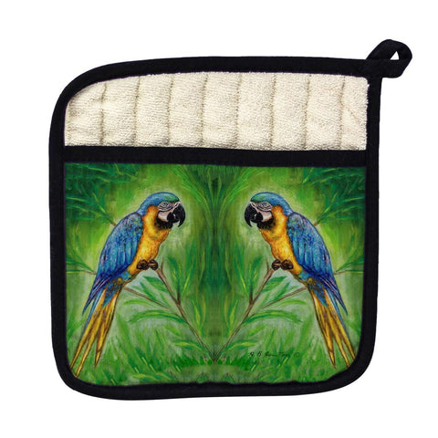 Betsy Drake PT032 Blue Macaws Pot Holder