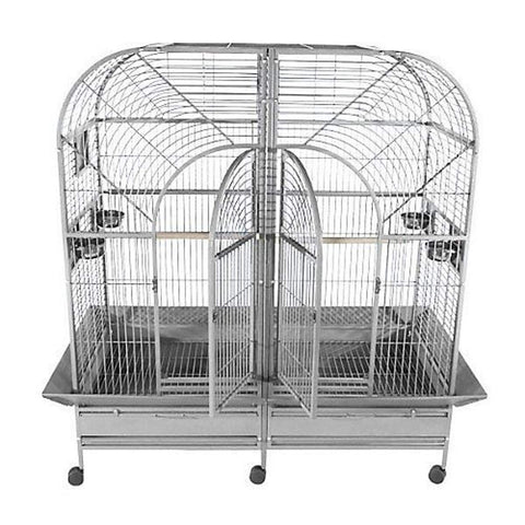 A&E Cage Co. Double Macaw Cage with Removable Divider, 64"" x32, Platinum (6432 Platinum)