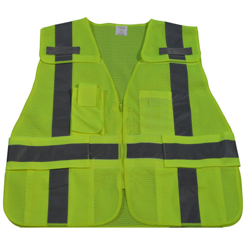 Petra Roc LVM2-LPSV-PLUS ANSI-107 Class 2 Public Safety Vest, XX-Large/5X-Large, Lime Mesh