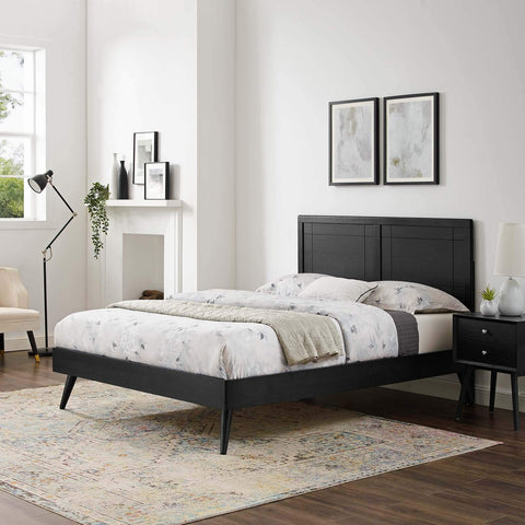 Modway MOD-6382-BLK Marlee Queen Wood Platform Bed with Splayed Legs, Black