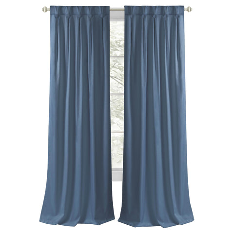 ACHIM Pleated Blackout Curtain Panel - 34" x 63", Navy - Room Darkening Black Out Curtains for Bedroom & Living Room - Long Light Blocking Curtains, Grant Back Tab Buttons for Windows & Doors