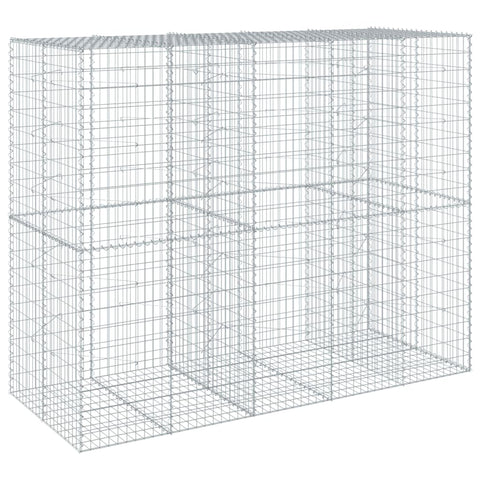 vidaxl Galvanized Iron Gabion Basket with Cover - 98.4"x39.4"x78.7" Wire mesh cage for Garden, Landscape - Tool-Free Assembly