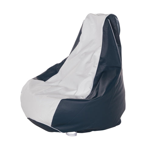 Taylor Made Marine Bean Bag Chair for Boats, Docks, Beaches, Marine Grade Vinyl, Twin-Zipper Design, Weather-Resistant, Water-Repellent, Carrying Handles, White/Navy – 2020193616
