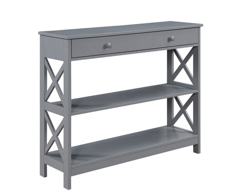 Convenience Concepts Oxford 1-Drawer Console Table 39.5" - Farmhouse Sofa Display with Storage Shelf For Living, Family, & Dining Room, Modern Entryway Hall Table for Kitchen, Bedroom, Gray