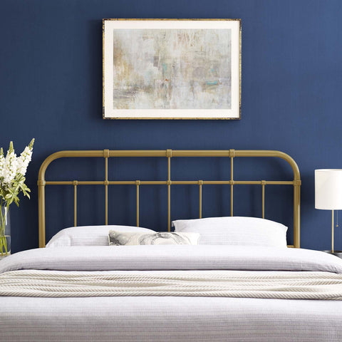 Modway Alessia Modern Farmhouse Metal Queen Headboard in Gold
